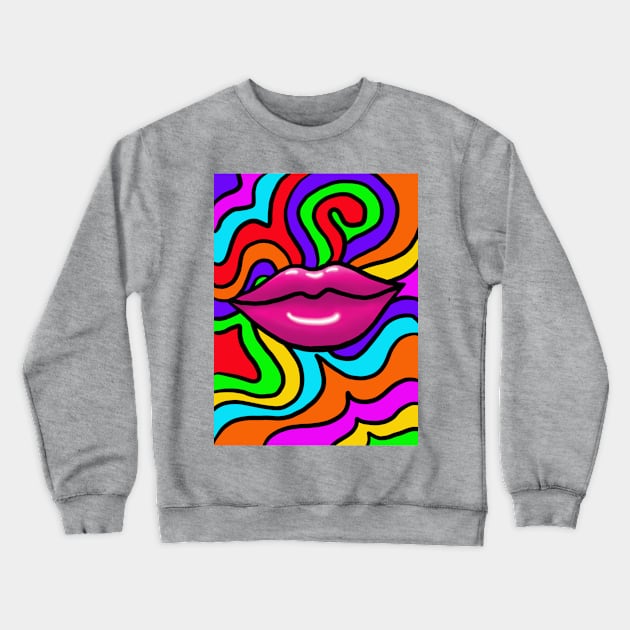 Psychodelic Lips Crewneck Sweatshirt by BoonieDunes